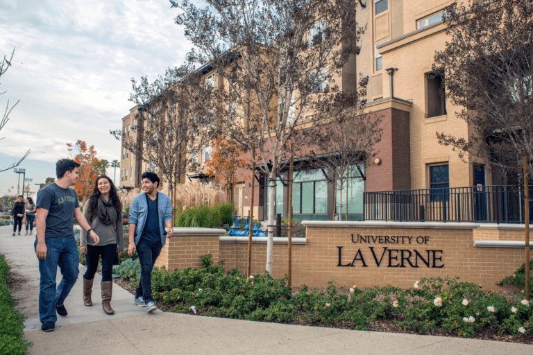 University of La Verne walking students on campus